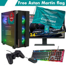 ScreenON - Racing Gaming Set + Aston Martin Flag - F4325024 - (GamePC.F13050 + 24 Inch Monitor + Toetsenbord + Muis + Controller + Gratis Aston Martin Flag) - ScreenOn