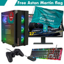 ScreenON - Racing Gaming Set + Aston Martin Flag - F4325027 - (GamePC.F13050 + 27 Inch Monitor + Toetsenbord + Muis + Controller + Gratis Aston Martin Flag) - ScreenOn