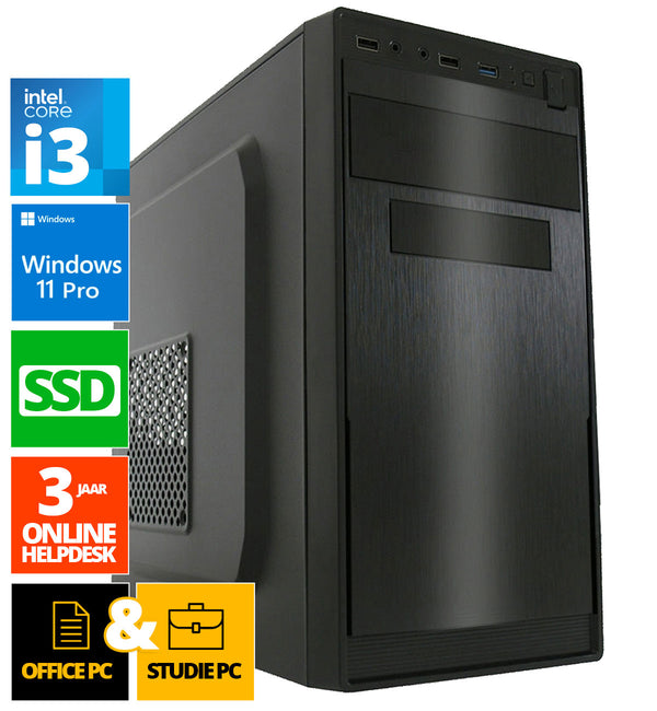 Budget Office PC - Intel Core i3 - 120GB SSD - 16GB RAM - Intel HD Graphics - Windows 11 Pro + WiFi & Bluetooth