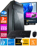 Screenon - Intel Core i7 - 1TB M.2 SSD - 32 GB RAM - RTX 3050/3060 - Allround Office PC - einschließlich Norton 360 & USB SD -Kartenleser + WiFi & Bluetooth