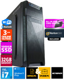 Screenon - Intel Core i7 - 1TB M.2 SSD - 32 GB RAM - RTX 3050/3060 - Allround Office PC - einschließlich Norton 360 & USB SD -Kartenleser + WiFi & Bluetooth