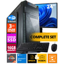 Budget Office PC Set - Ryzen 3 - 500 GB NVME SSD - 16 GB RAM - Radeon Vega 8 (24 -Zoll -Monitor | Maus | Tastatur) + WiFi & Bluetooth