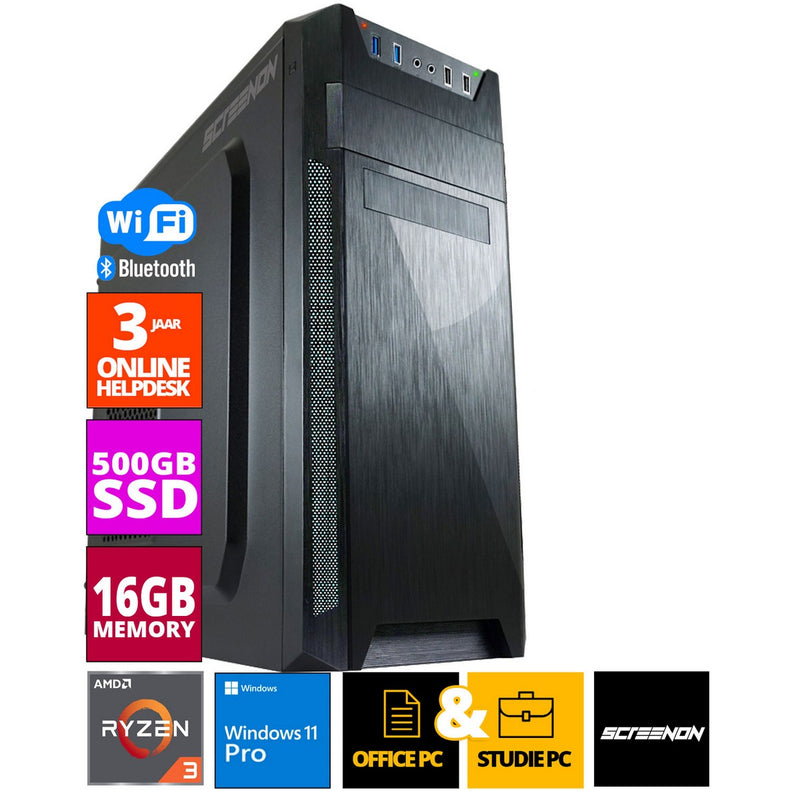 Budget Office PC - Ryzen 3 - 500 GB NVME SSD - 16 GB RAM - Radeon Vega 8 - einschließlich Büroprofi plus 2021