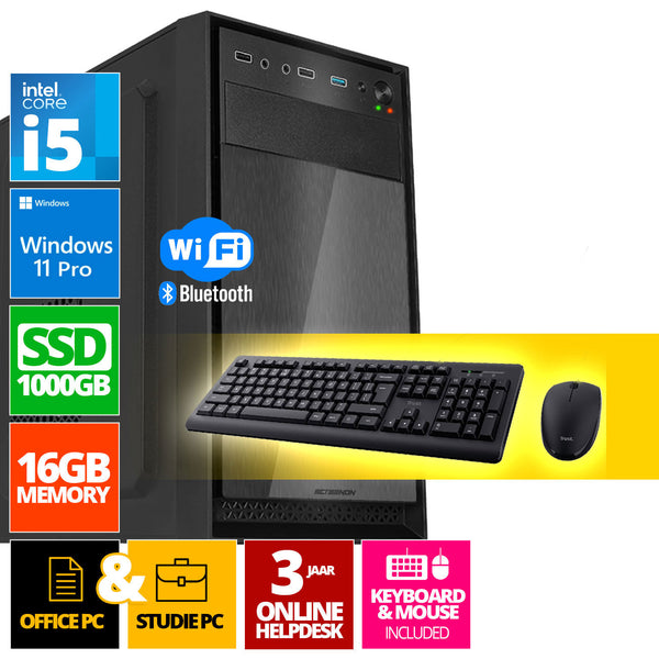 Intel Complete PC Set | Intel Core i7 | 16 GB DDR4 | 1 TB SSD - NVME + MUIS & Tastatur | Windows 11 Pro