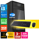 Intel Complete PC Set | Intel Core i3 | 16 GB DDR4 | 500 GB SSD - NVME + Maus und Tastatur | Windows 11 Pro + WiFi & Bluetooth