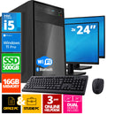 Intel Complete PC Set | Intel Core i5 | 16 GB DDR4 | 500 GB SSD + 2 x 24 Zoll Monitor + Maus + Tastatur | Windows 11 Pro + WiFi & Bluetooth