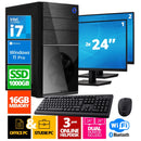 Intel Complete PC + 2 x 24 "Monitor + Maus und Tastatur | Intel Core i7 | 16 GB DDR4 | 1 TB SSD | RTX 3050 | Windows 11 Pro + WiFi & Bluetooth