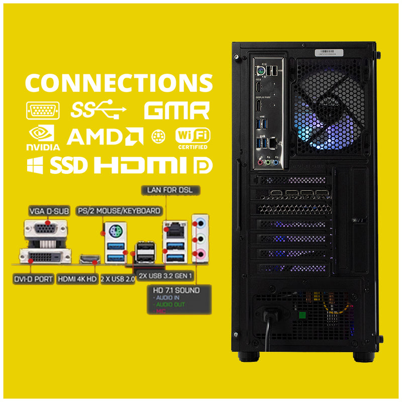 AMD Ryzen 5 3500 RGB Game Computer / Gaming PC (Upgradable) - GTX 1660 SUPER - 16GB 3200 MHz RAM - 500GB SSD - Win11 Pro