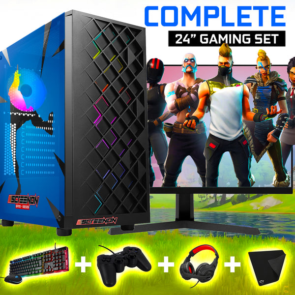 Screenon - Vollständiger Fortnite Gaming -PC -Set - X22899 - V1 (Game PC X22899 + 24 Zoll Monitor + Tastatur + Maus + Controller)