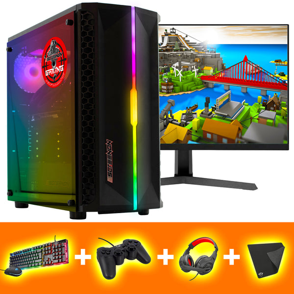 Screenon - Gaming Set - B3 -W Gamepc Iiyama Black Hawk 24 Zoll+Keyboard+Maus Fortnite, Minecraft, League of Legends, Rocket League, Farming Simulator, Sims 4, World of Warcraft, Arkcape 4, Call of Dutlefield, Heartstone und GTA V. .