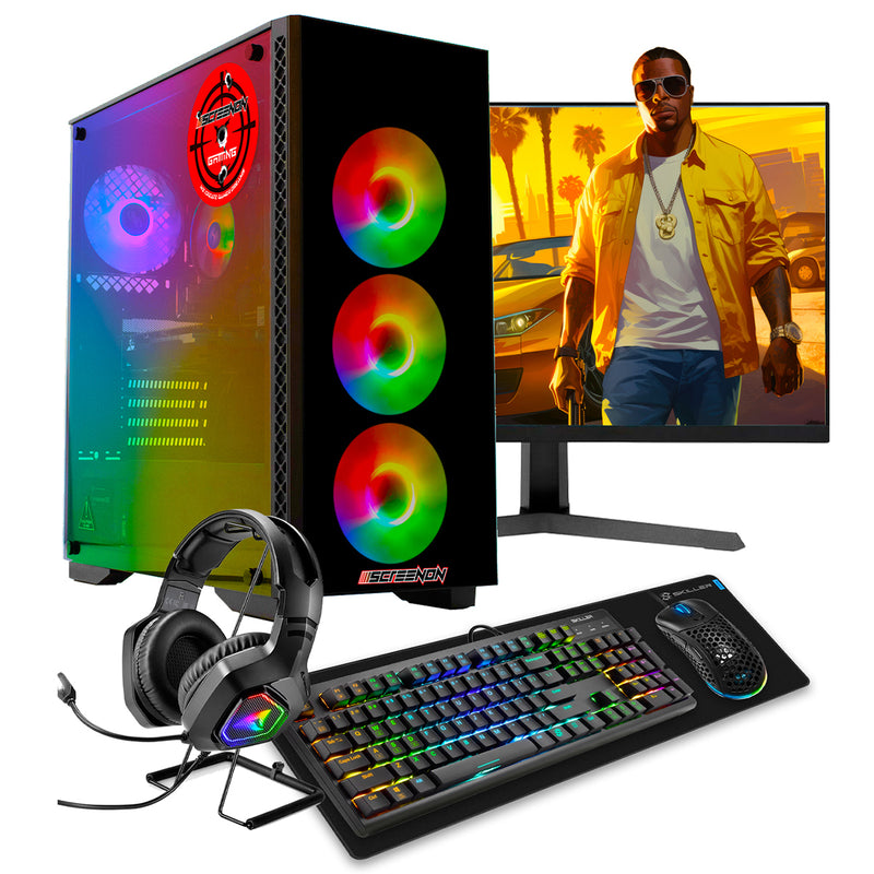 Screenon - Gaming -Set T46187 - W2 (Gamepc.T46187 + 24 Zoll Monitor + Tastatur + Maus und Maus -Pad + Headset & Halter)