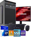 Intel Complete PC Set | Intel Core i7 | 64 GB DDR4 | 2 TB SSD + 24 Zoll Monitor + Maus + Tastatur | Windows 11 Pro + WiFi & Bluetooth