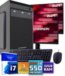 Intel Complete PC Set | Intel Core i7 | 64 GB DDR4 | 2 TB SSD + 2 x 24 Zoll Monitor + Maus + Tastatur | Windows 11 Pro + WiFi & Bluetooth