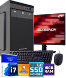 Intel Complete PC Set | Intel Core i7 | 32 GB DDR4 | 1 TB SSD + 24 Zoll Monitor + Maus + Tastatur | Windows 11 Pro + WiFi & Bluetooth
