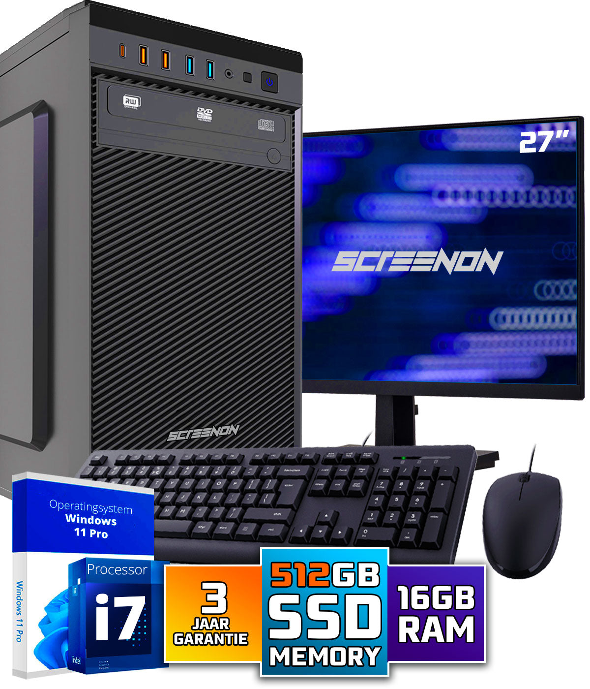 Intel Complete PC Set | Intel Core i7 | 32 GB DDR4 | 1 TB SSD + 27 Zol