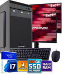 Intel Complete PC Set | Intel Core i7 | 32 GB DDR4 | 1 TB SSD - NVME + 2 x 24 Zoll Monitor + Maus + Tastatur | Windows 11 Pro + WiFi & Bluetooth