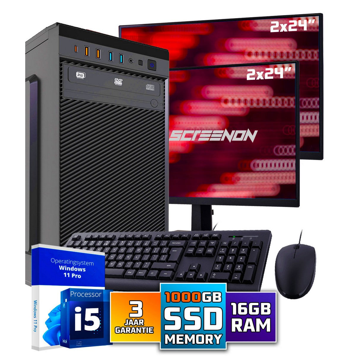 Intel Complete PC Set | Intel Core i5 | 16 GB DDR4 | 1 TB SSD + 2 x 24