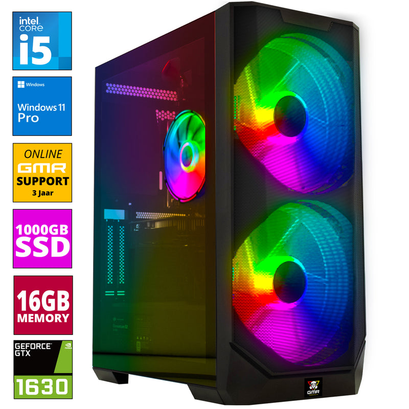 Intel Compleet PC | Intel Core i5 | 16 GB RAM | 1 TB SSD | GTX 1630 | Windows 11 Pro