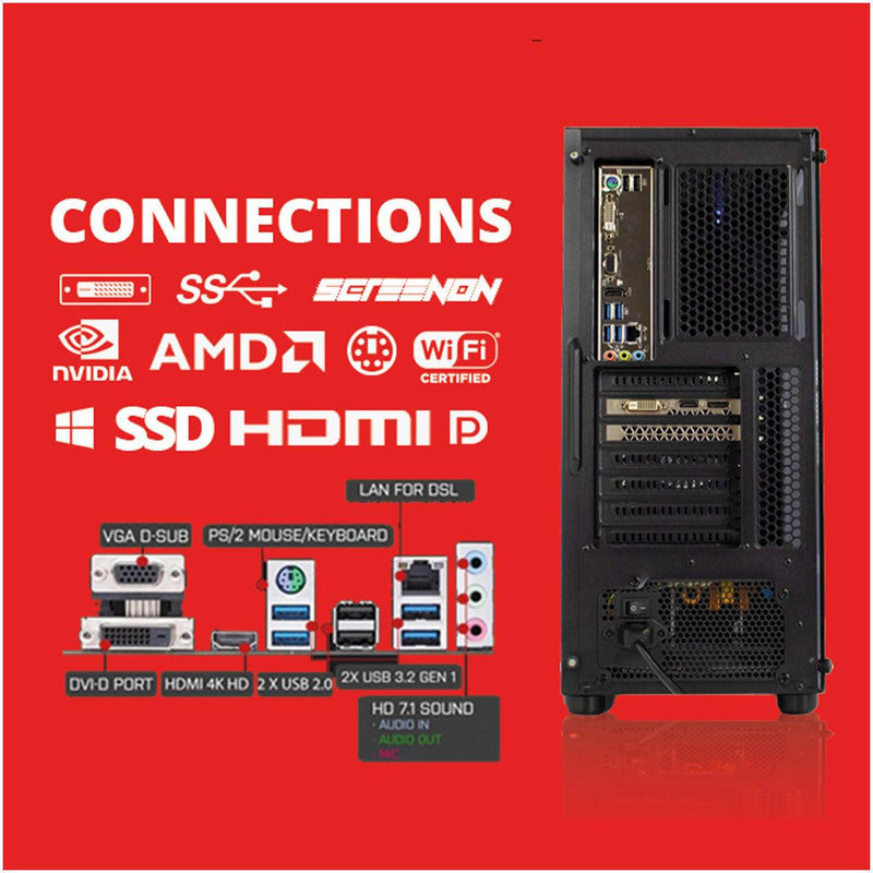 ScreenON - AMD Ryzen 7 - 1TB SSD + 3TB HDD - RTX 3060 - GamePC.X12164 - WiFi - ScreenOn