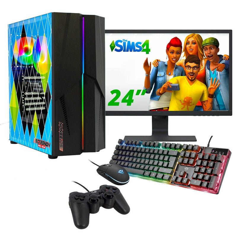 ScreenON - Complete Sims 4 Gaming PC Set - X12729 - V1 ( Game PC X12729 + 24 Inch Monitor + Toetsenbord + Muis + Controller ) - ScreenOn