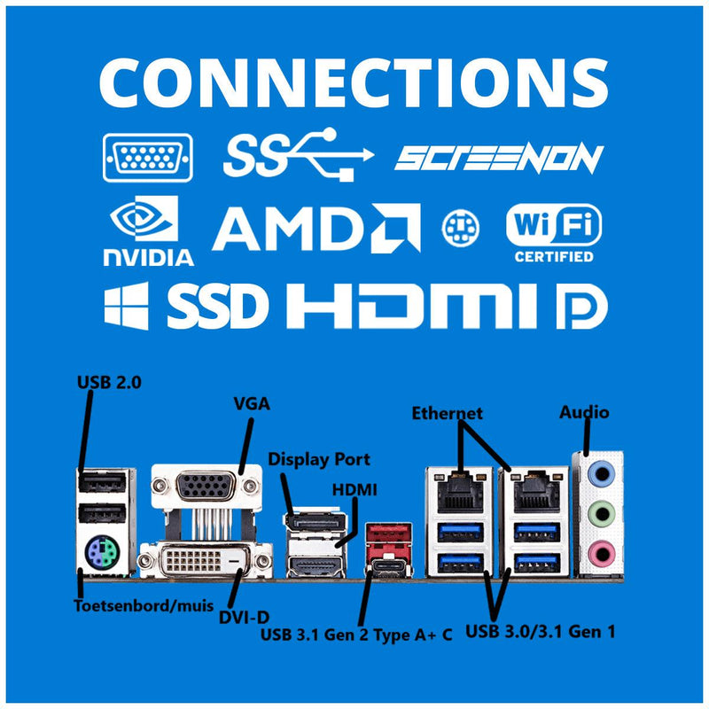 ScreenON - Creator - Ryzen 9 - 1TB M.2 SSD + 4TB HDD - 64GB RAM - RTX 3060 - MultimediaPC.M10471 - Wifi & Bluetooth - ScreenOn