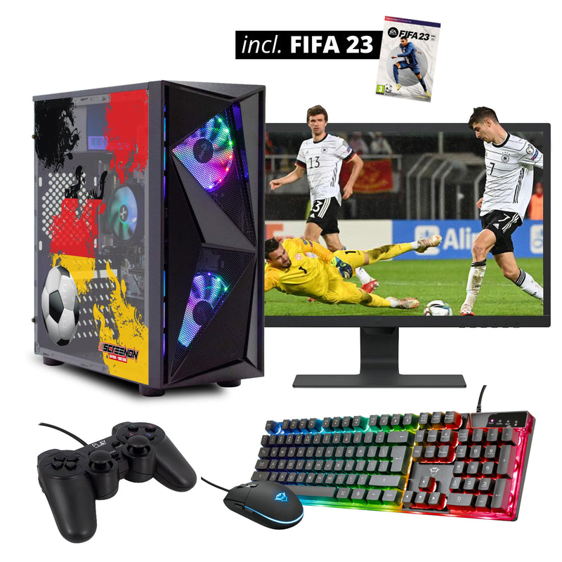 ScreenON - FIFA 23 Gaming PC Set + gratis FIFA 23 game cadeau – Duitsland edition - (GamePC.FF23-V1102027 + 27 Inch Monitor + Toetsenbord + Muis + Game controller) - ScreenOn