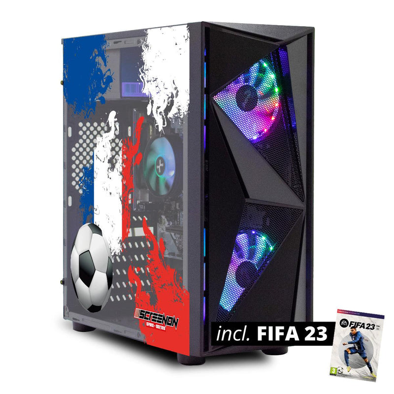 ScreenON - FIFA 23 Gaming PC Set + gratis FIFA 23 game cadeau – Frankrijk edition - (GamePC.FF23-V1103124 + 24 Inch Monitor + Toetsenbord + Muis + Game controller) - ScreenOn
