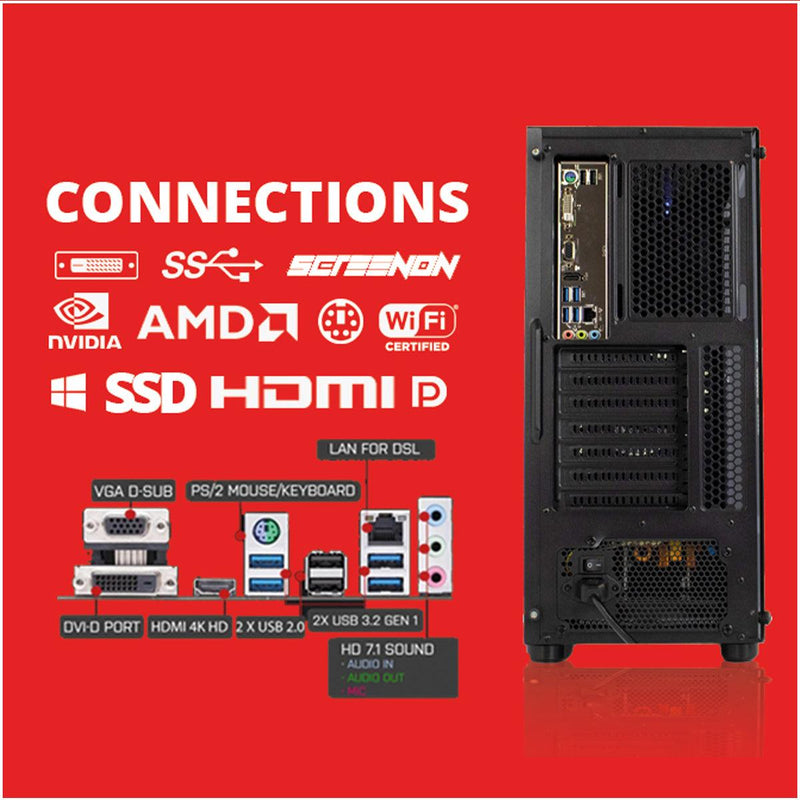 ScreenON - Gaming Set - K3 - AMD 300GE - 240GB M.2 SSD - AMD Radeon RX Vega 3 - WiFi - (GamePC + 24 Inch Monitor + Toetsenbord + Muis) - ScreenOn