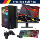 ScreenON - Racing Gaming Set + Red Bull Flag - F2114024 - (GamePC.F11040 + 24 Inch Monitor + Toetsenbord + Muis + Controller + Gratis Red Bull Flag) - ScreenOn
